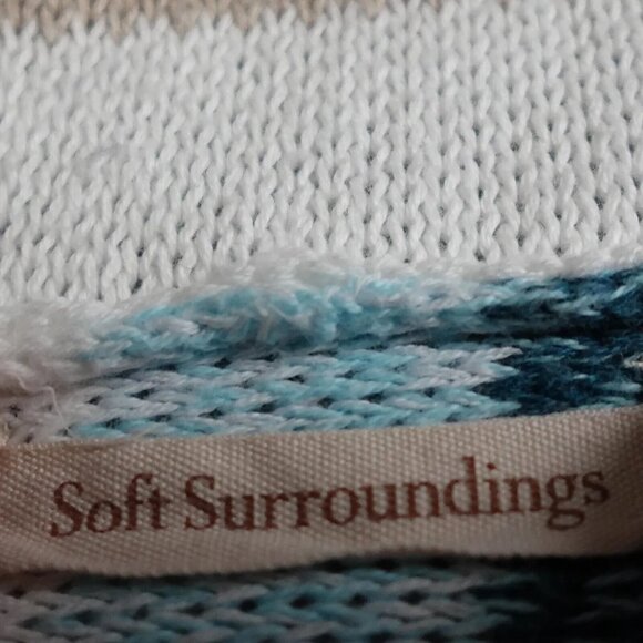 Soft Surroundings Hoodie Sweater Women's 1X Multicolor Striped 3/4 Sleeve Casual - Picture 2 of 9